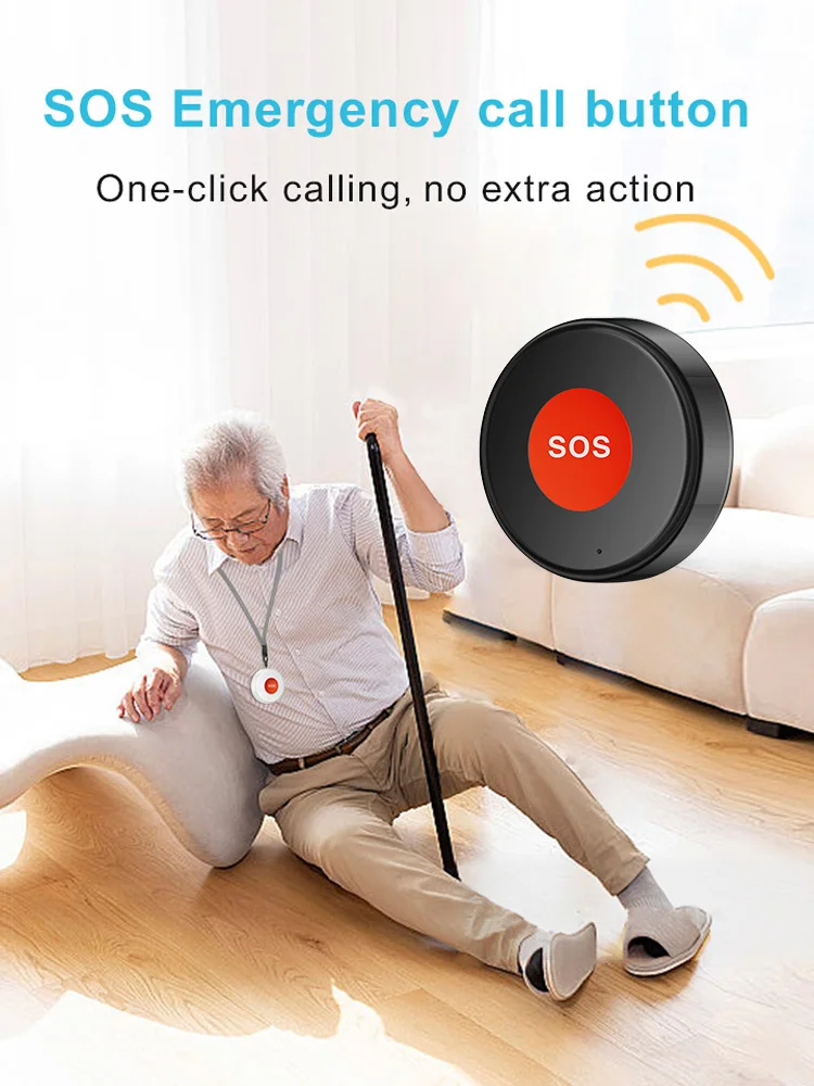 Tuya WiFi SOS Emergency Call Button With Lanyard Elderly Children Caregiver Pager Home Security Alarm Smart Life App Control