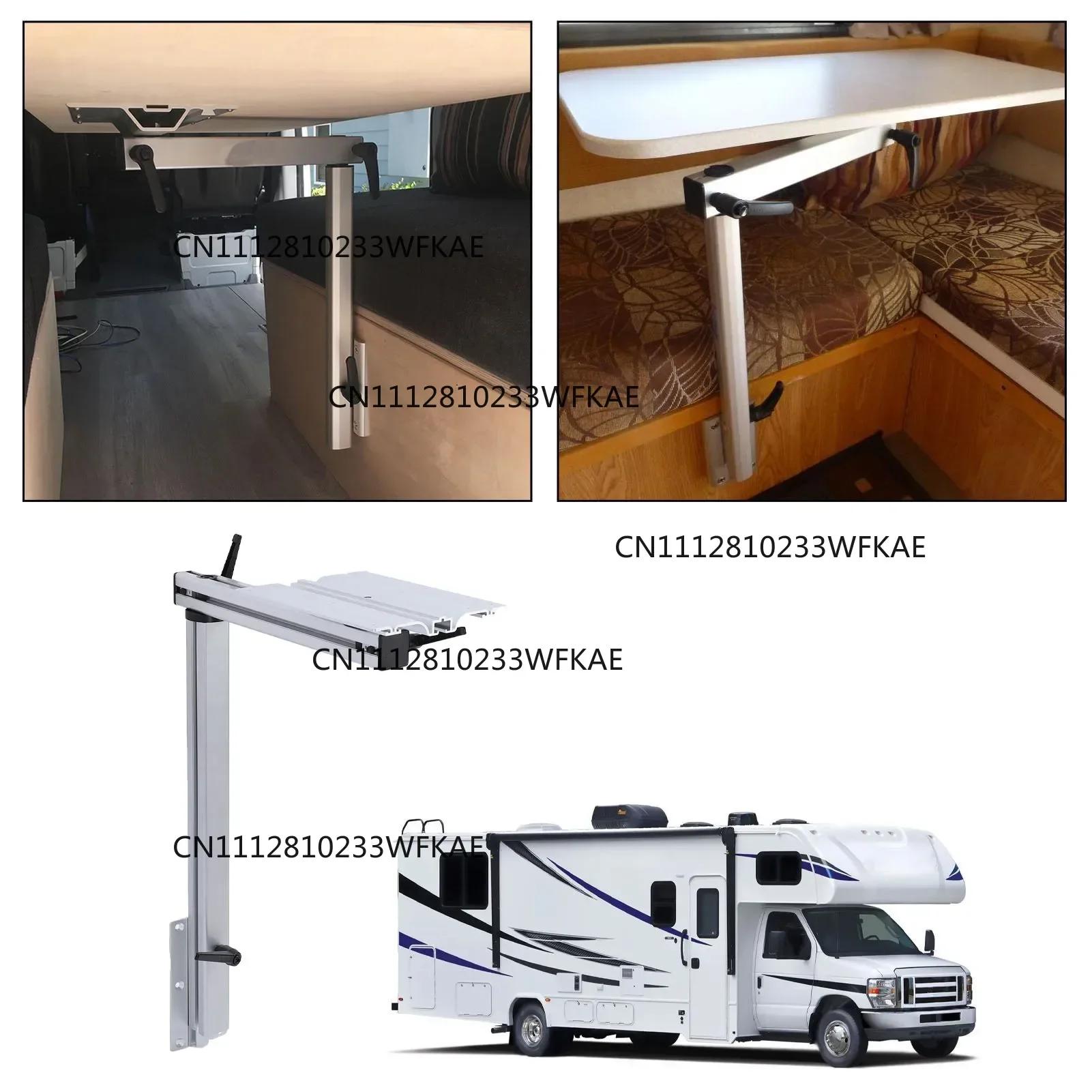RV Removable Table Leg Aluminum Alloy White 360 Degree Rotation Detachable Telescopic Table Leg for Yachts RV Motorhome