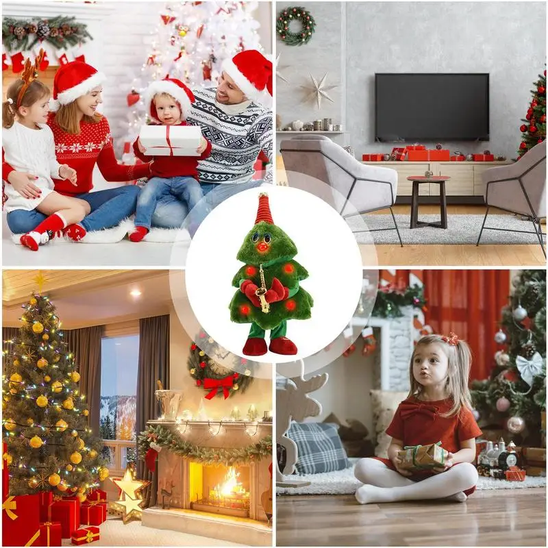 Christmas Tree Electric Plush Toys Electric Christmas Tree Stuffed Toy Cute Electric Stuffed Toy Swinging Plush With Lights For