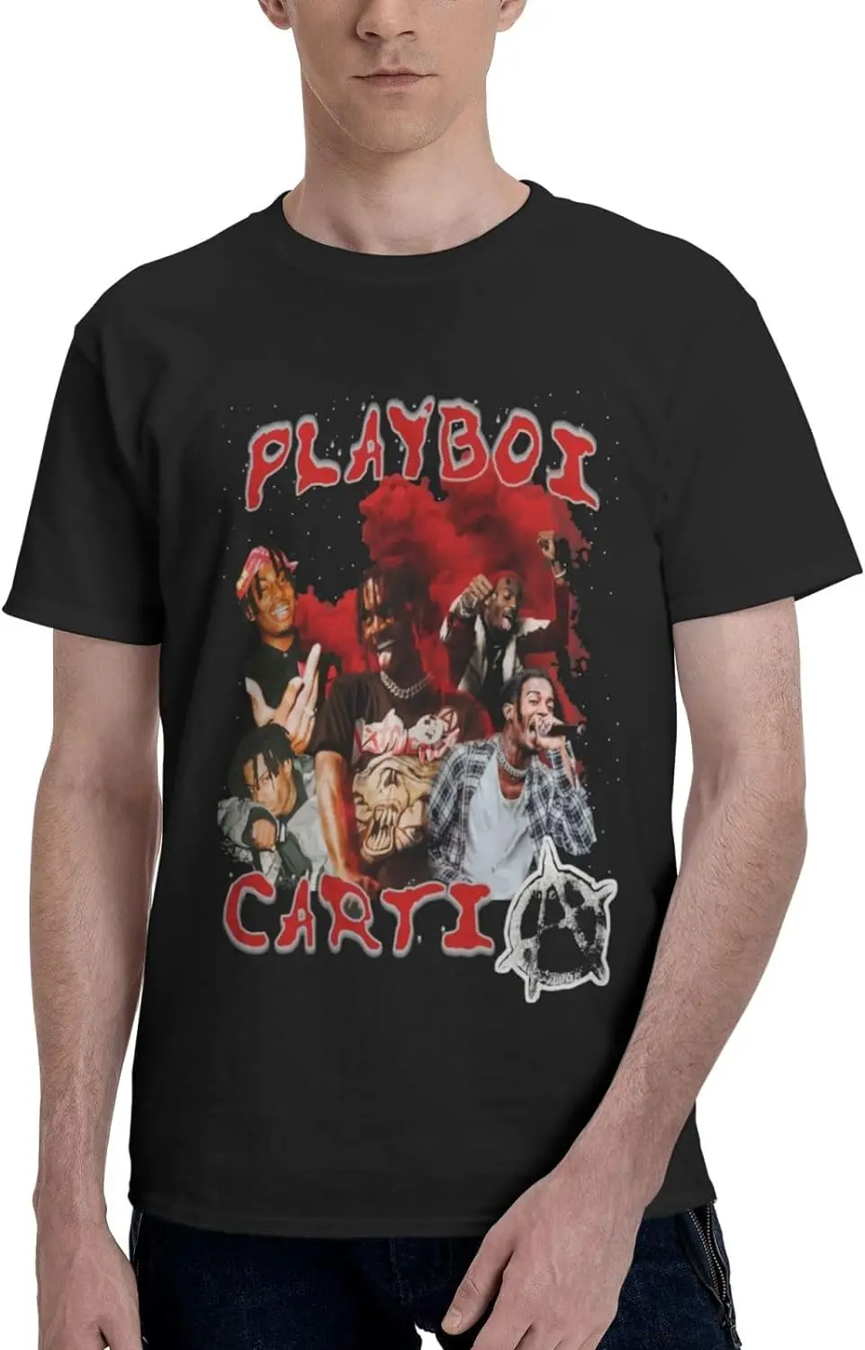 Playboi Rappe Carti Mens Womens Hip Hop Rap Trap Rapper Streetwear Vintage Style T-Shirt Black