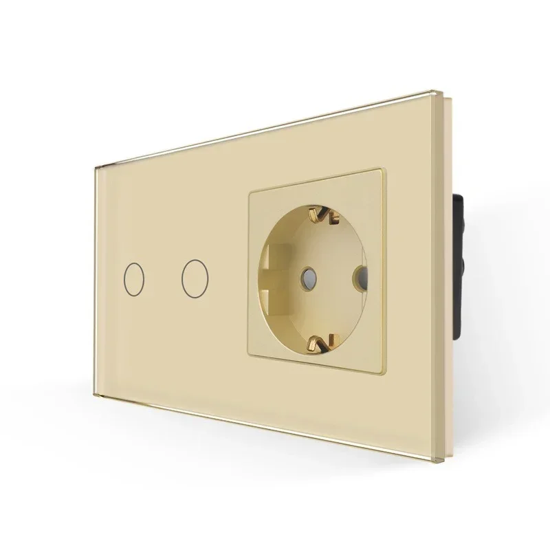 Bingoelec Touch Switch goud en stopcontacten met kristallen glazen paneel Home Improvement - afbeelding 1