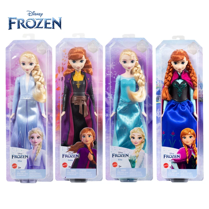 Original Disney Cartoon Frozen Elsa Anna Figure Princess Doll Toys Princess Dress Toys for Girls Movie Character Birthday Gifts