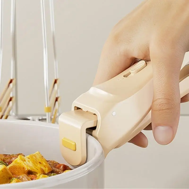 F19B Ergonomic Kitchen Tongs Heat Resistant Handle Nonslip Clamp For Baking Serving