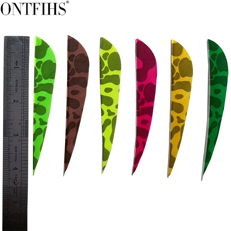 24 PCS/lot Right Wing  New 4 Inch Arrow Feather Fetching Shield Cut Archery Fetches Real Feathers Camouflage Pattern