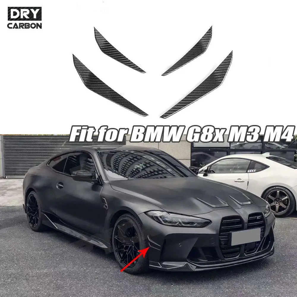 

Dry Carbon Fiber Front Bumper Side Canards Fins Flaps Trims for BMW 3 4 Series G80 G82 G83 M3 M4 2021 UP Car Accessories