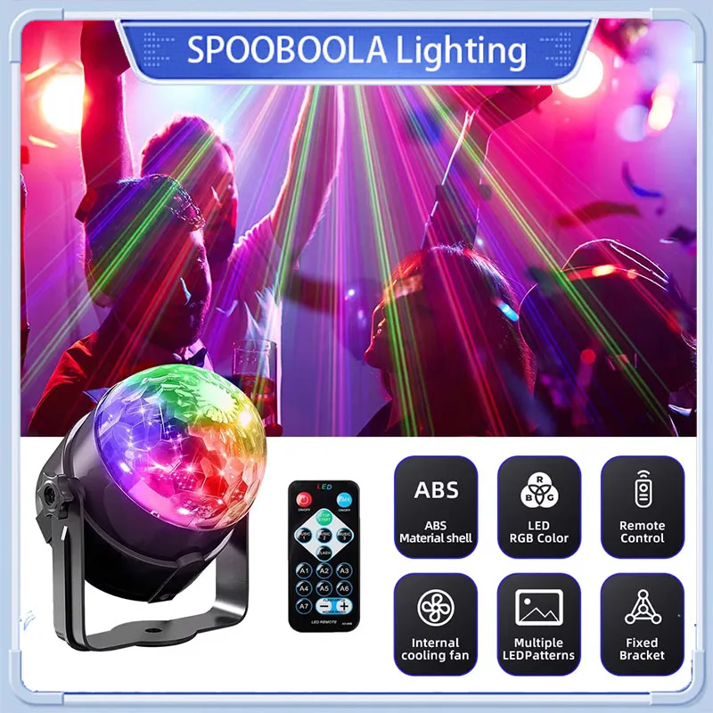 RGB LED Mini Magic Ball Lighting USB LED Stage Disco Light Rotating DJ Ball Strobe Remote Sound Control DJ Party Light RGB Laser