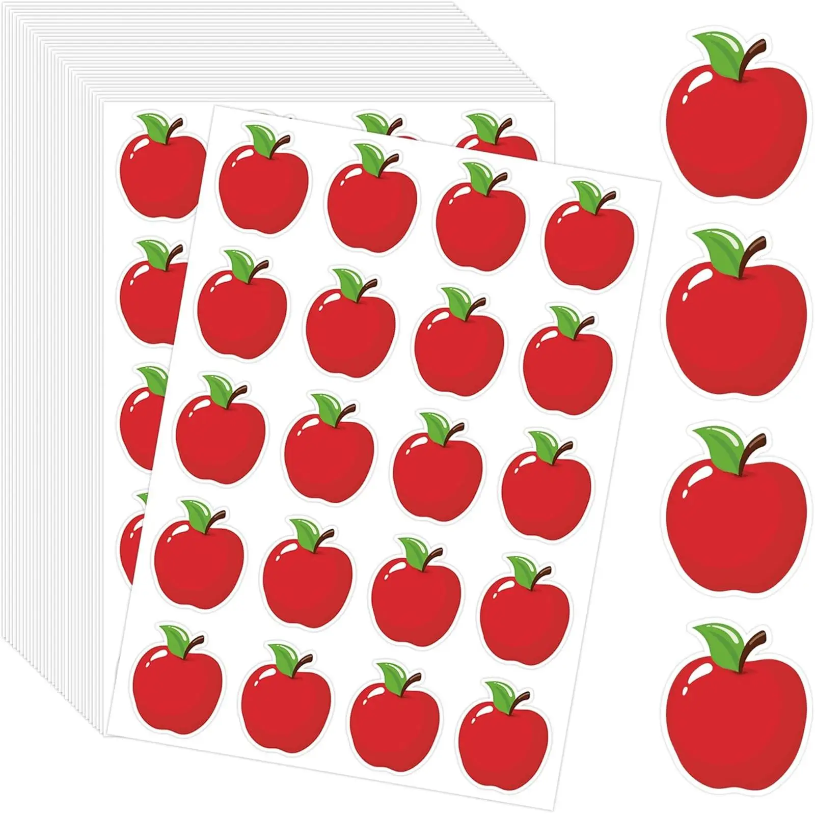 10 Sheets/Pack - 1.26*1.5In/3.2*3.8Cm - 200 Red Apple-Shaped Label Stickers, Encouragement and Reward Label Stickers, Gift Box Packaging Decoration Label Stickers, Christmas Eve Atmosphere Label Stickers, Red Apple Stickers