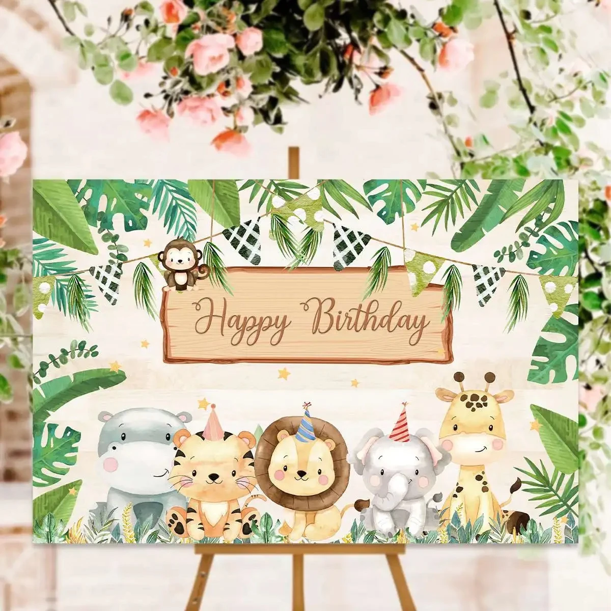 Jungle Animals Backdrop Jungle Party Decoation Wild One Safari Birthday Decorations Baby Shower Boy Gril 1st Birthday Background