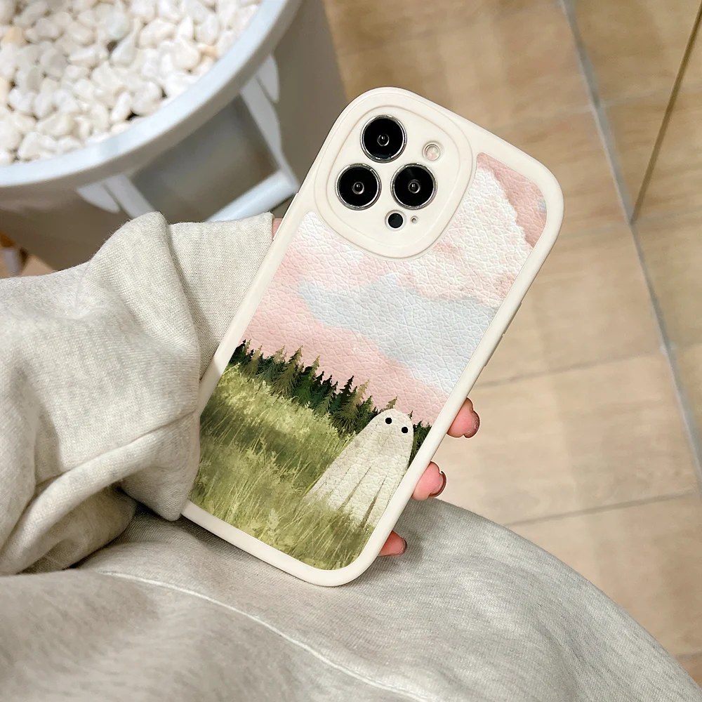 Cotton Candy Skies Phone Case For IPhone 11 12 13 14 15 Plus Pro Max PU Leather Silicon Soft Cover