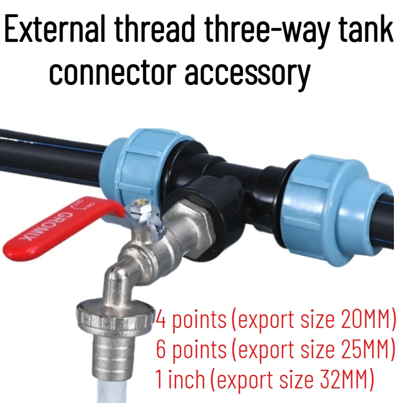 25/25/32MM 1'' 3/4'' 1/2'' Plastic Tee Fittings Reducing Connector Water Tank Tee Pipe T-Shaped Adapter Garden Hose Connector