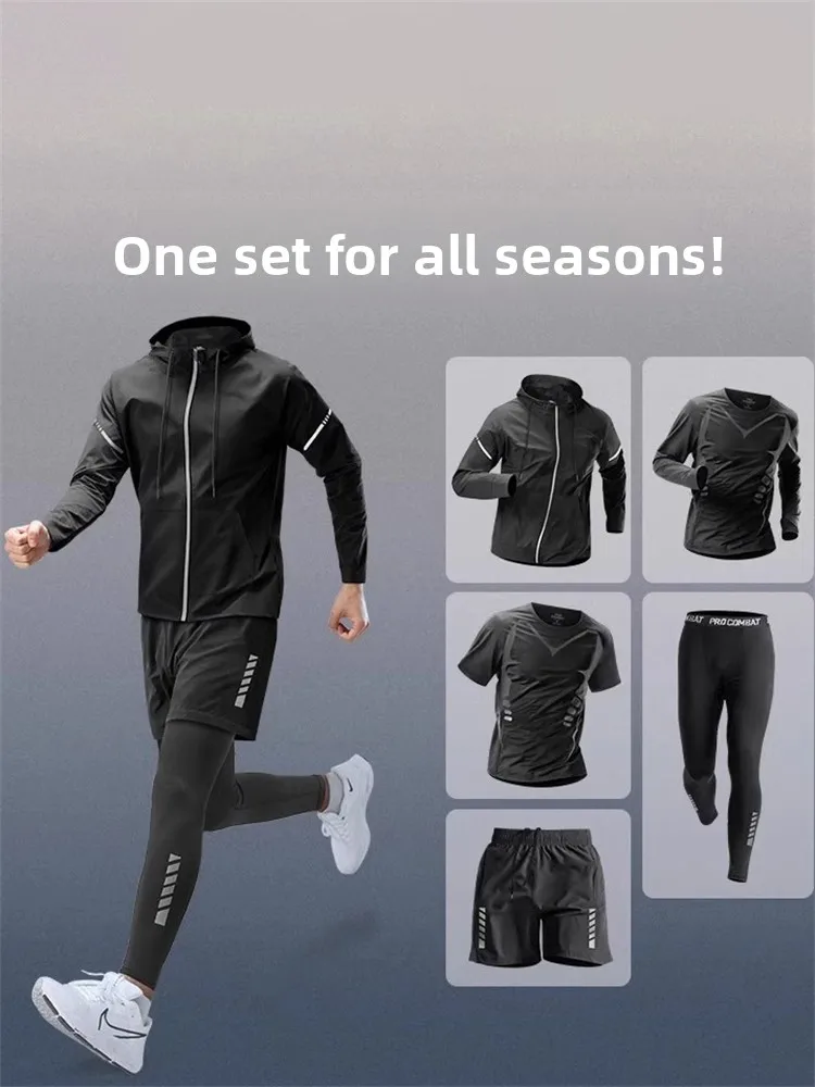 

Элитный спортивный комплект для мужчин: осенне-зимняя коллекция 2026 года, новая быстросохнущая куртка для утренних пробежек, повседневный спортивный костюм.