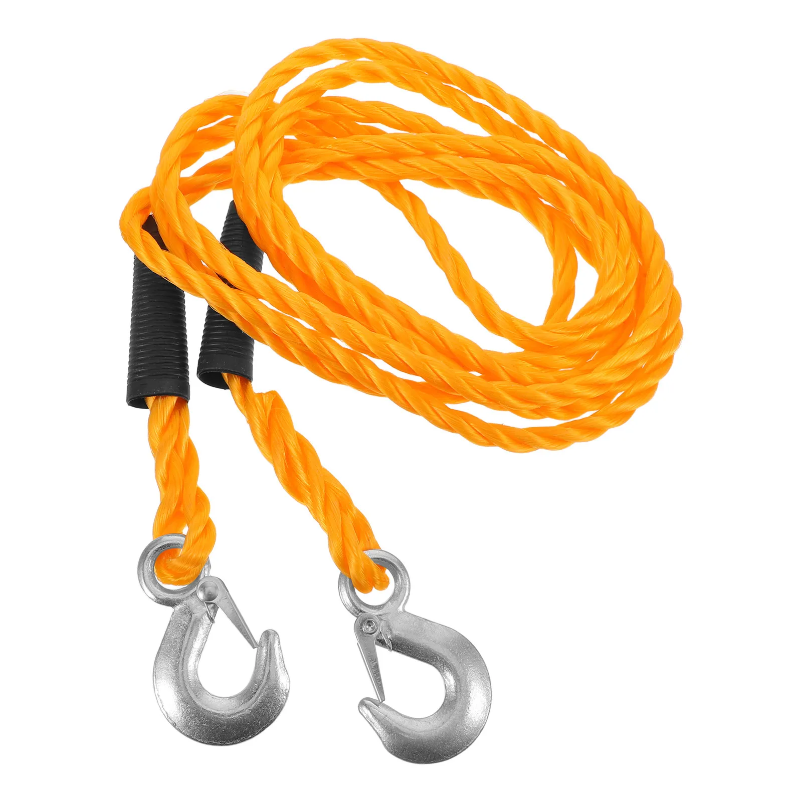 Heavy Duty 14Mm Nylon Braided Tow Rope with Alloy Metal Hooks Rubber Coated Emergency Recovery Strap for Trucks Suvs Trailers