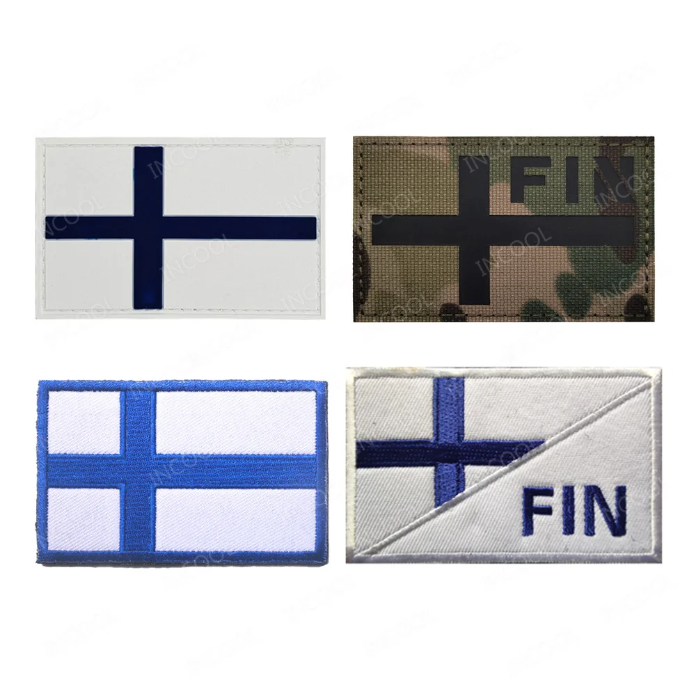 Embroidered Finland PVC Rubber FIN Suomi Flag Patches Patch For Clothing Cap Bag