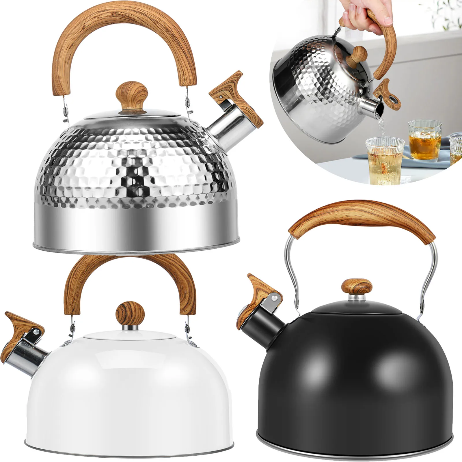 

Kettle Teapot 2L 2.5 L 3L Stovetop Tea Kettle Multipurpo StainlessSteel Whistling Teapot Kettle Heat-resistant Teapot Coffee Jug