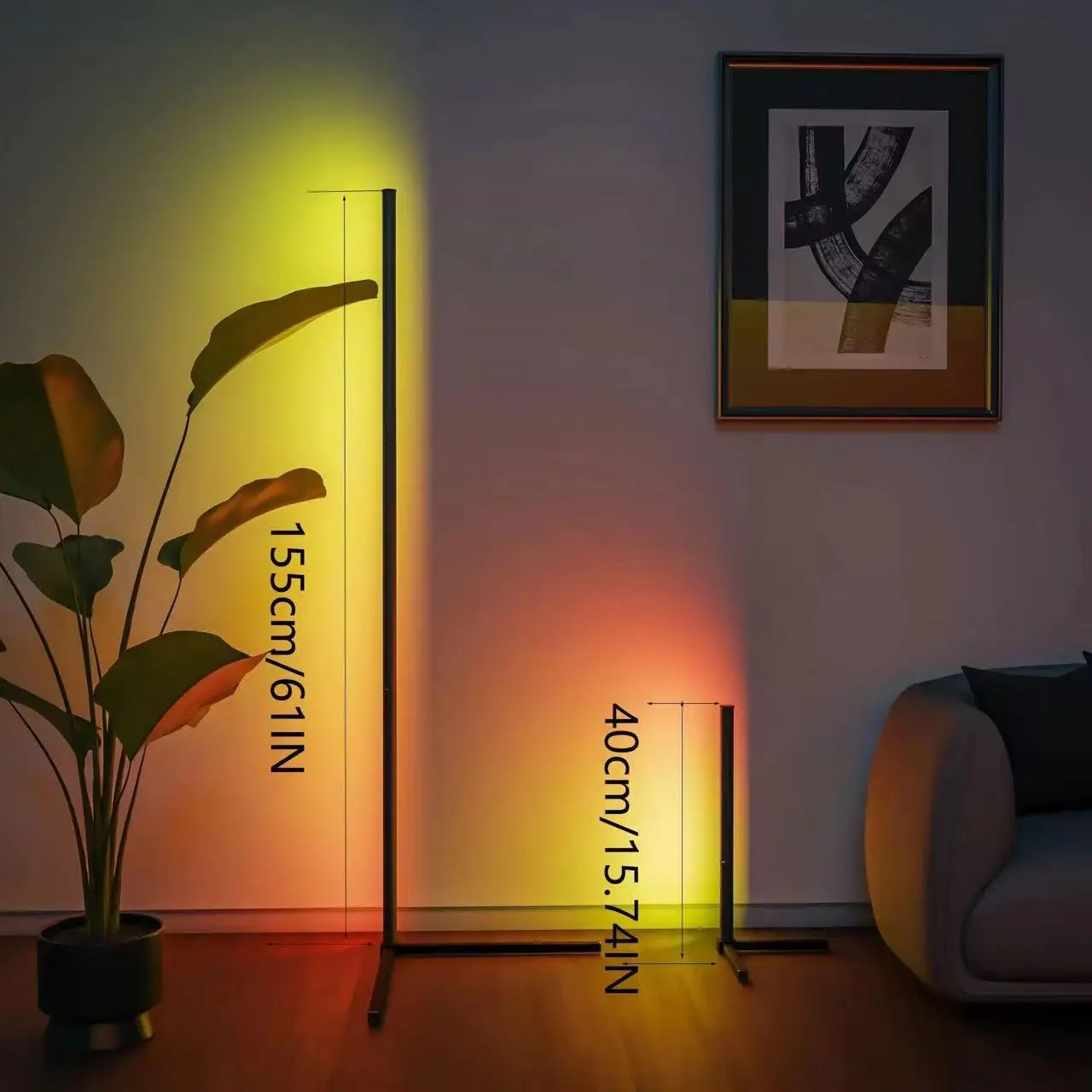 40/155cm RGB Dream Color Floor Lamp with Music Sync, 16 Million Colors, Modern Standing Mood Light for Bedroom Living Room