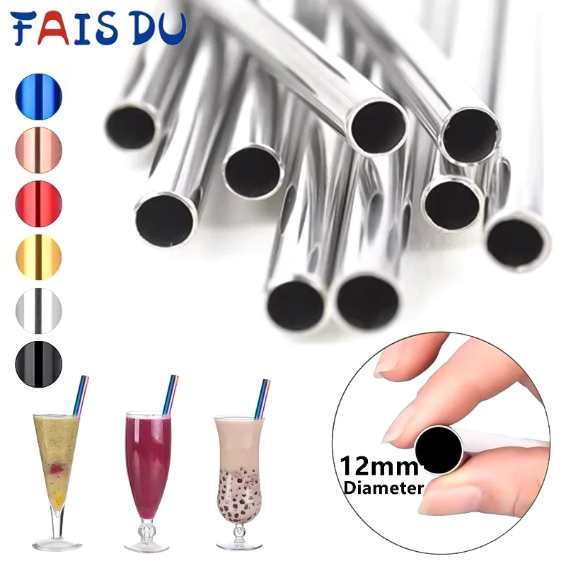 Pajitas de acero inoxidable reutilizables con cepillo de limpieza, artículos para bebidas, accesorios para barra de té de burbujas Sodastream, Metal para beber, 4 Uds.