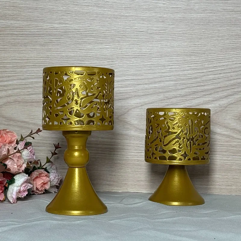 for New Cross Border Light Luxury Wrought Iron Hollow Candle Cup Tea Wax Cup Desktop Creative Simple Atmosphere Candlestick
