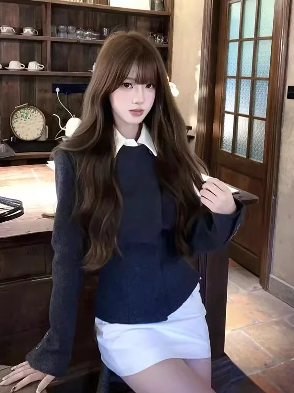 

Французский укороченный приталенный жакет в корейском стиле с элегантным дизайном, зимний модный топ, женская одежда премиум-класса