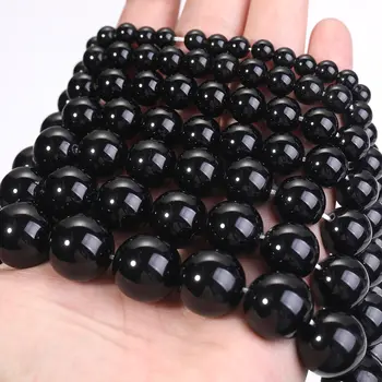 天然黑曜石珠 4-18mm 拋光圓形散珠,適用於珠寶製作 DIY 項鍊手鍊配件 6 最佳銷售 黑曜石珠 - №4