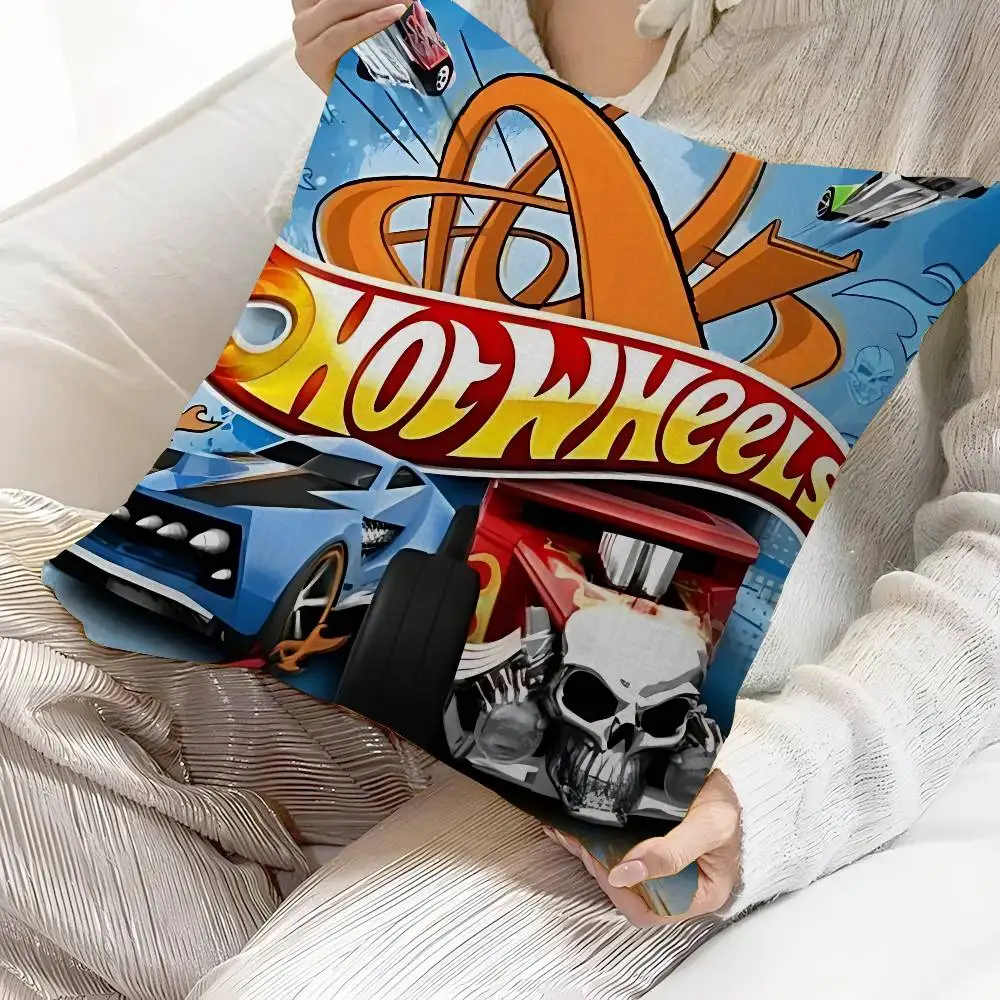 Hot W-Wheels Pillow Covers Cartoon Sofa Decorative Home Double-sided Printing Short Plush Cute Cushion Cover