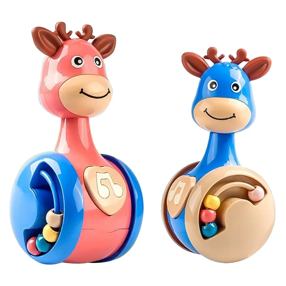 

Baby Tumbler Rattle Sliding Deer Learning Education Toys Newborn Teether Infant Hand Bell Mobile Press Squeaky Roly-Poly Toy