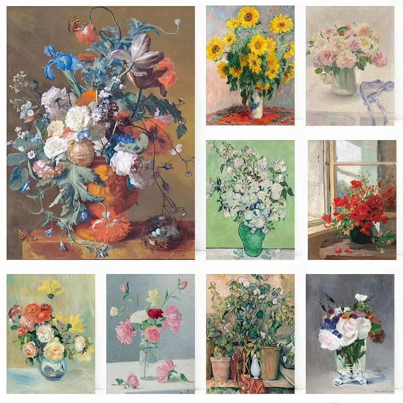 Digital Oil Painting By Number Manet Van Gogh Flowers Canvas Home Decor for Living Room Bedroom Handmade DIY Gift