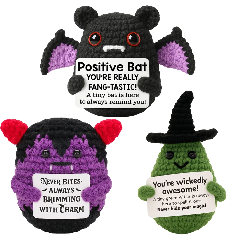 Halloween Cute Crochet Positive Energy Vampire Ghost Dolls Pocket Plush Knitted Doll Hand-woven Gifts Crochet Home Decoration