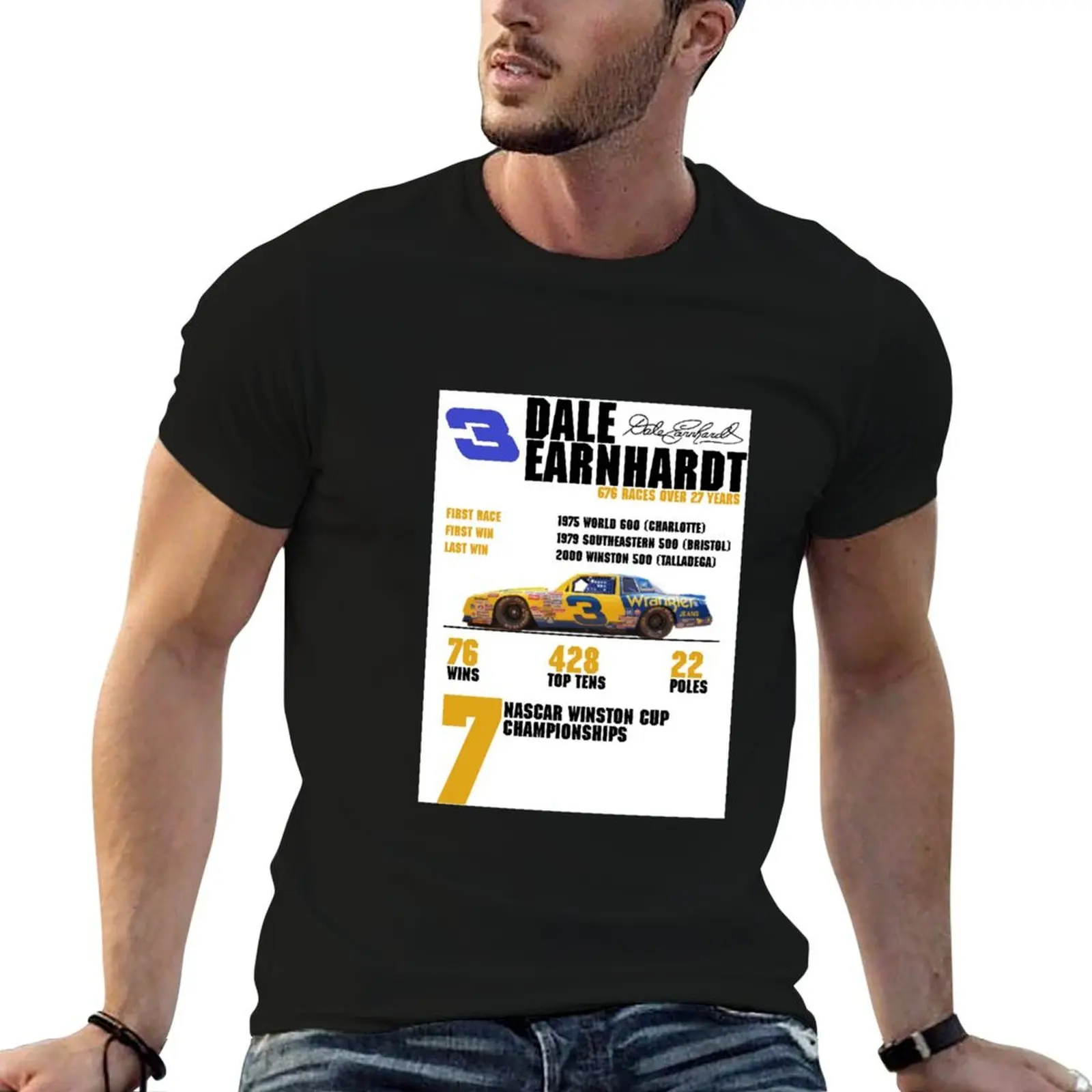 

NASCAR stats - Dale Earnhardt T-Shirt man t shirts for men t shirt man cotton T-Shirt