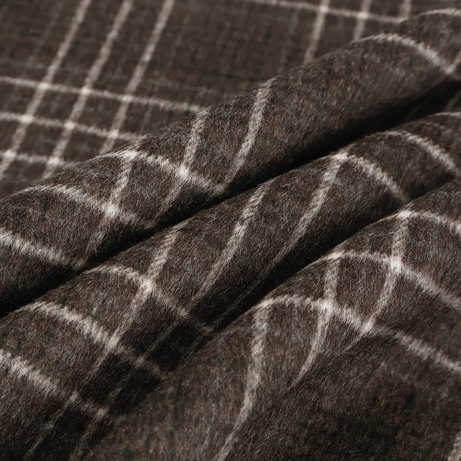 2 Yards British Glossy Chocolate Brown Smooth Wool Plaid Woolen Cashmere Fabric Autumn and Winter Clothing Fabric B