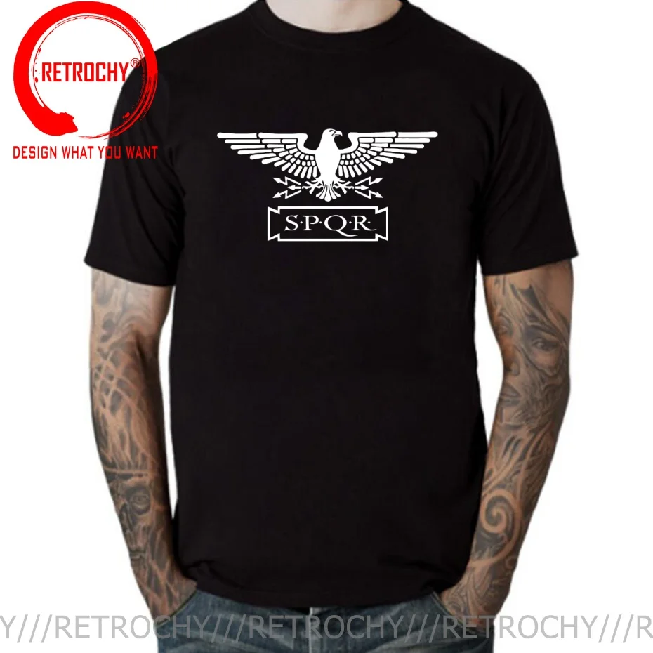 SPQR Roman Eagle T Shirt Men Religious War  Fashion Trendy Casual Clothing Stylish Tops Tee Shirt Leisure Tshirt Men's T-Shirt
