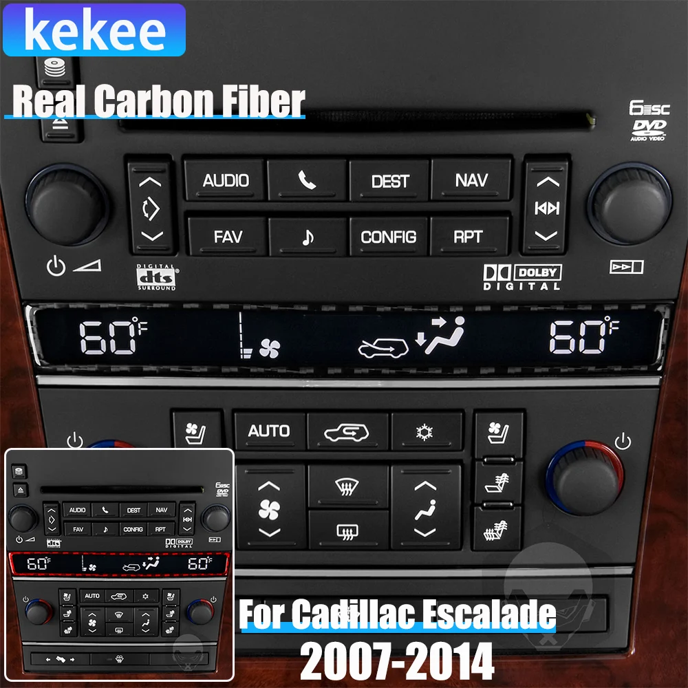 

Real Carbon Fiber Car Accessories Center Console Frame Decorative Cover Soft Sticker For Cadillac Escalade EXT ESV 2007-2014