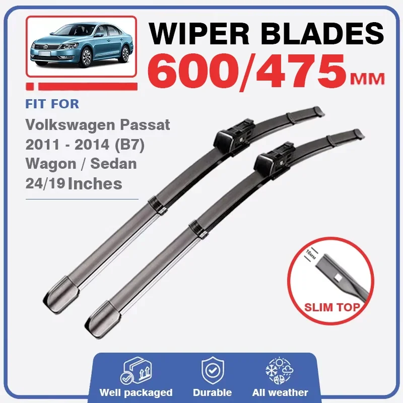 Front Rear Wiper Blades Set For VW Volkswagen Passat B7 7 2011 - 2014 Windshield Brushes Windscreen Window Back Wagon 2012 2013
