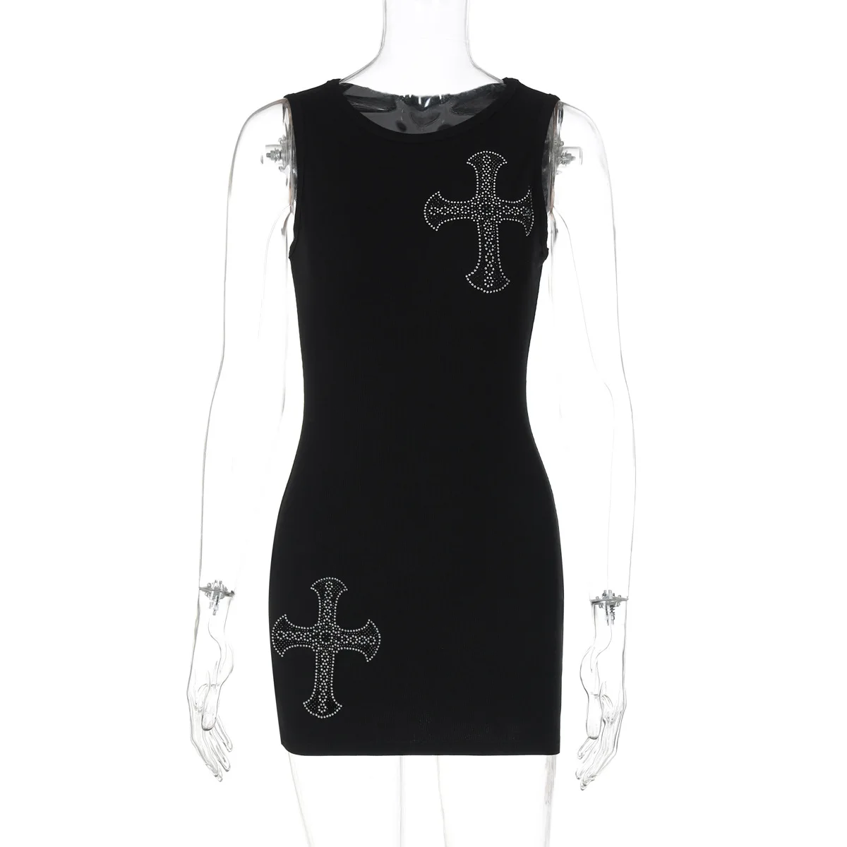 الصيف أزياء المرأة مثير س الرقبة متماسكة فستان قصير أسود الساخن عبر الحفر فساتين قصيرة سليم صالح قميص Coquette ملابس Y2k عادية