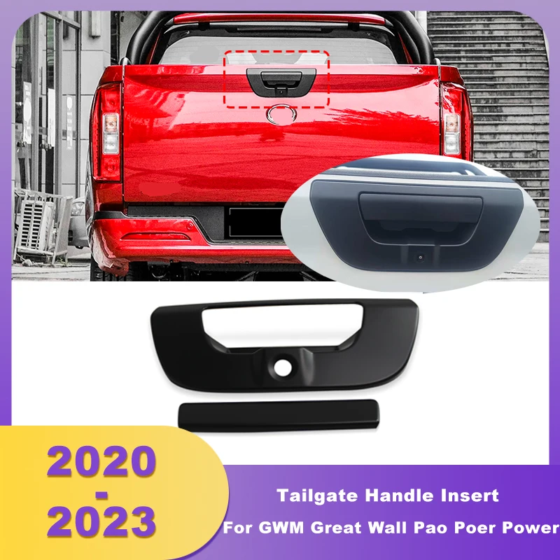 

ABS Matte Black Tailgate Handle Insert Rear Handle Cover For GWM Great Wall Pao Poer Power 2020 2021 2022 2023 Pick Up