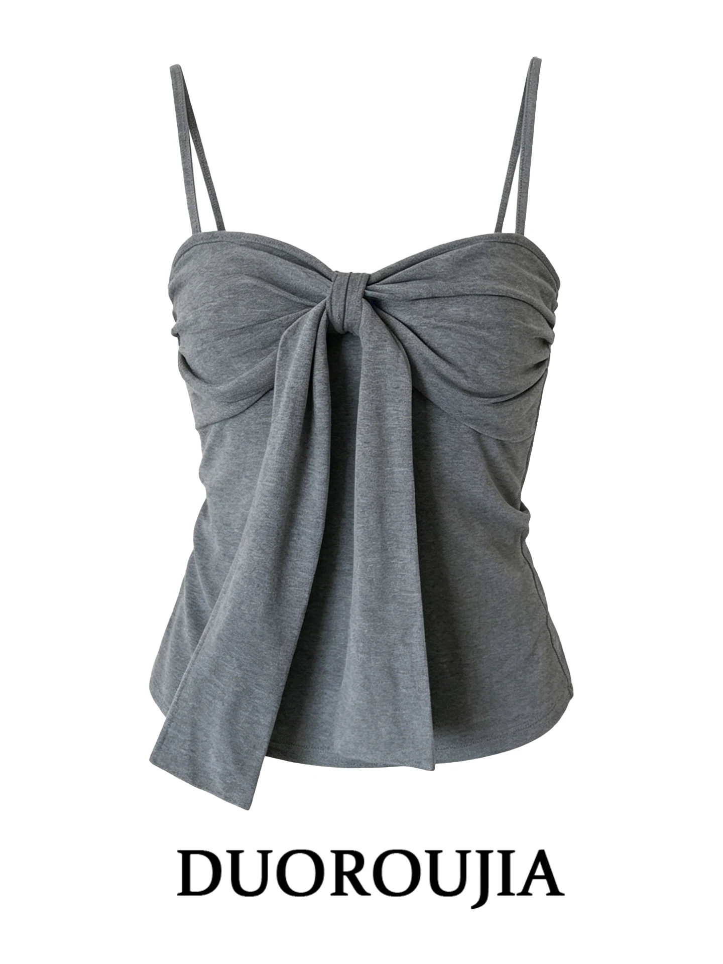 

Gray Knot Tube Top Tank Women Summer plus Size Black Open Cardigan Two Piece Set Breathable Knitted Slim Fit Style