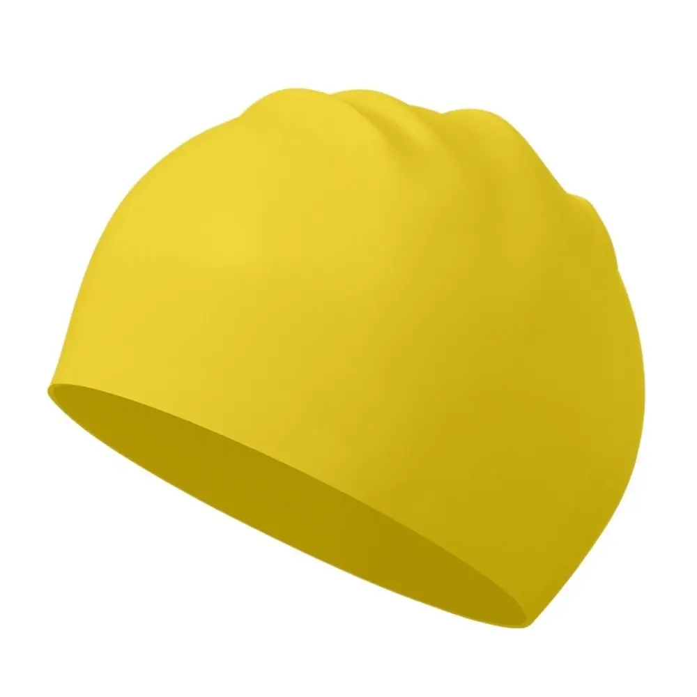 Gorros de natación de silicona para adultos, gorro de piscina impermeable, protege las orejas, pelo largo, gorro de buceo elástico grande