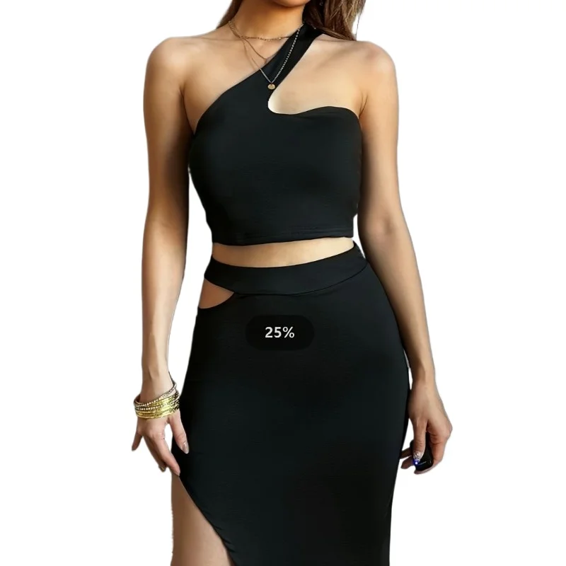 GACVGA Elegante abito lungo con spacco alto con spalle scoperte Moda donna senza spalline senza maniche Backless Sexy aderente Club Party Abito lungo