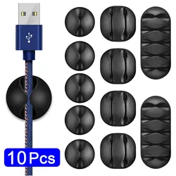 Clips de câble adhésifs en silicone, outil de bureau, charge murale, ligne d'écouteurs, gestion des câbles de données USB, supports