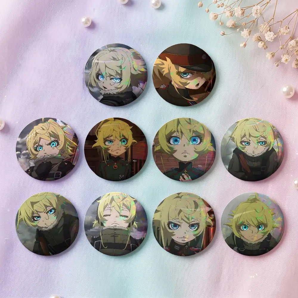 1pc Tanya Degurechaff Anime Characters Cartoon Style Badge Brooches On Backpack Decoration Round Enamel Pins For Accessorys