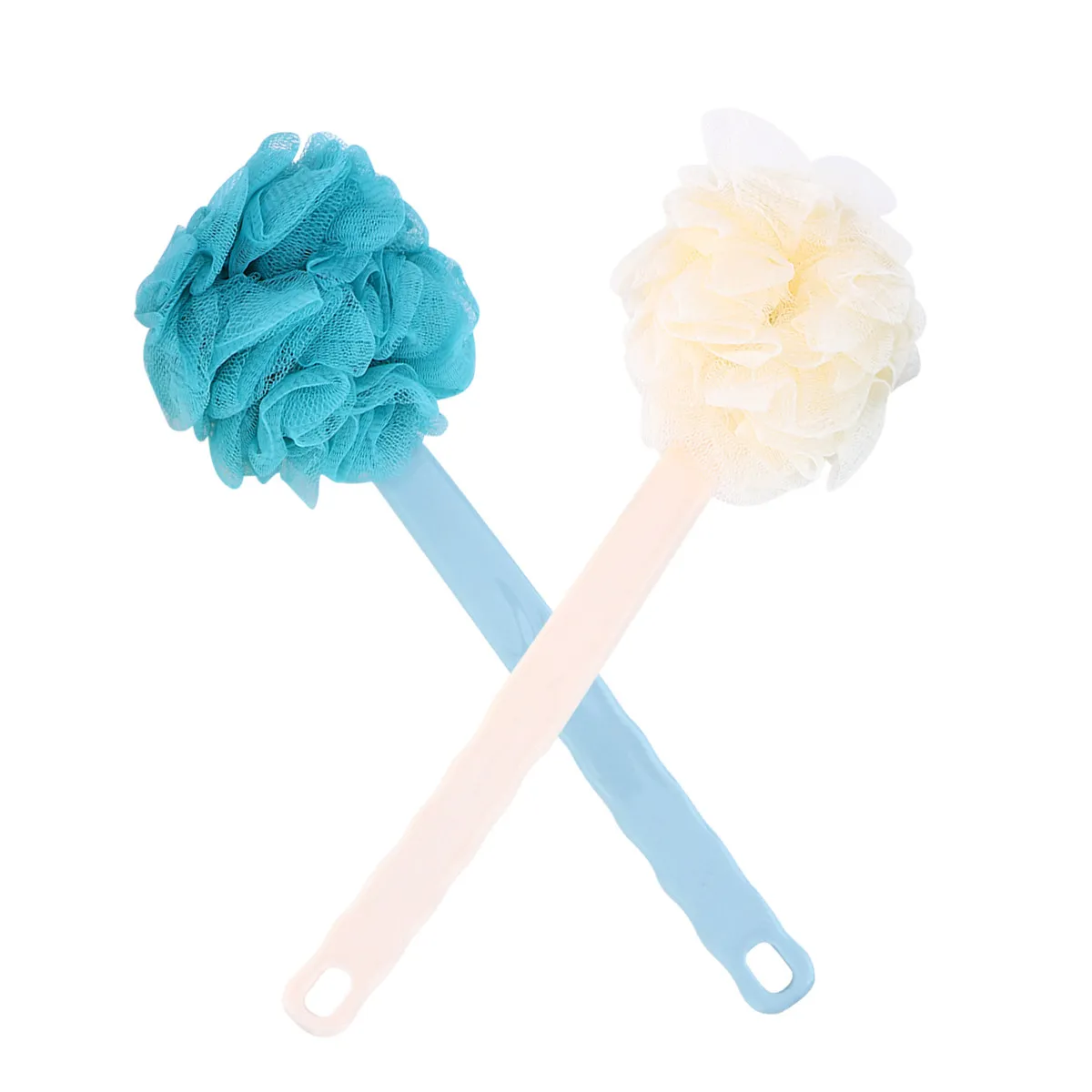 2Pcs Long Handle Bath Brush Back Scrubber Exfoliating Body Brush for Shower Deep Neck Shoulders Blue Beige
