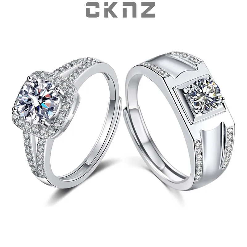 

Certified Real 1.0 Ct Moissanite Diamond Sterling 925 Silver Rings for Lovers or Couple FOREVER LOVE CKNZ Luxury Jewelry