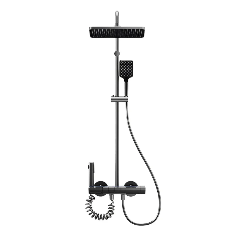 

Space aluminum intelligent digital display piano keys modern simple supercharged shower, bathroom thermostatic shower set