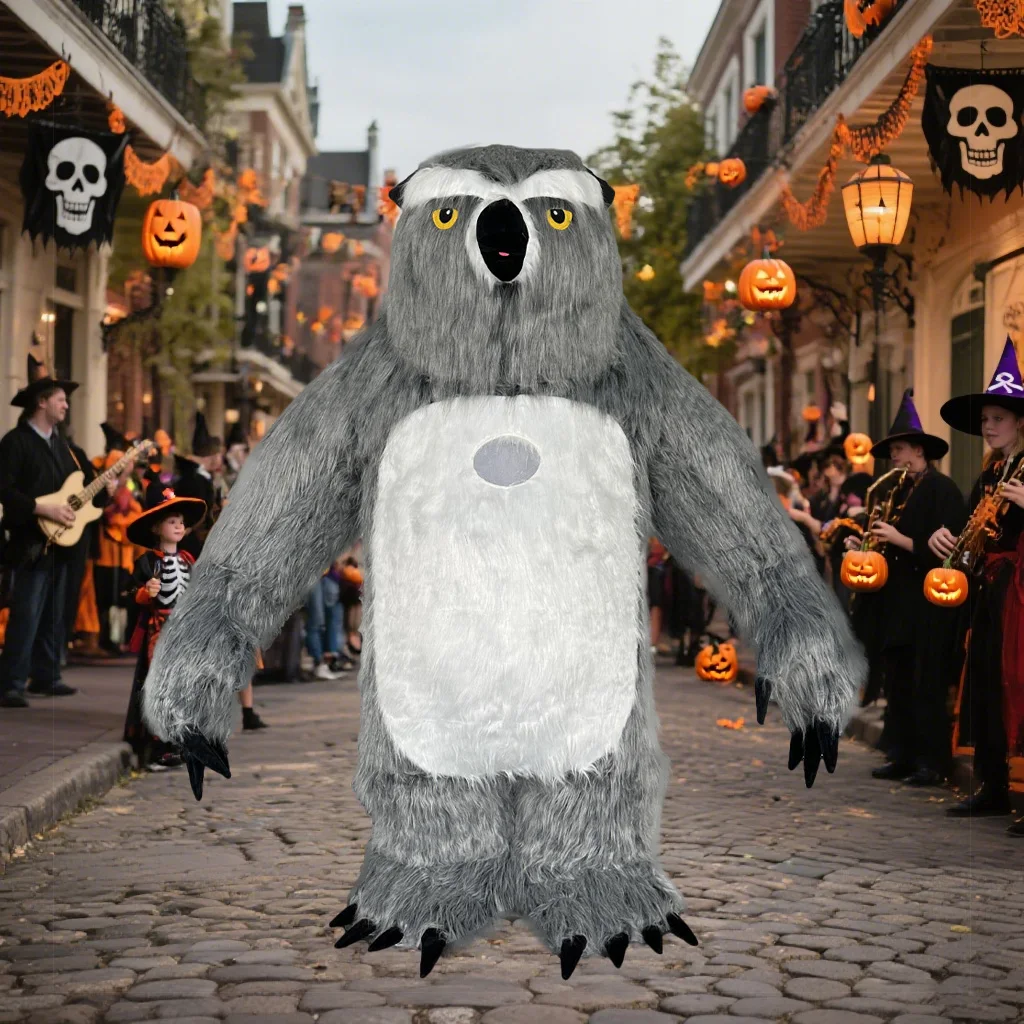 نفخ هالوين البومة زي التميمة الكبار المشي دمية تفجير الملابس هالوين عيد الميلاد فستان حفلة تنكرية لا بطارية