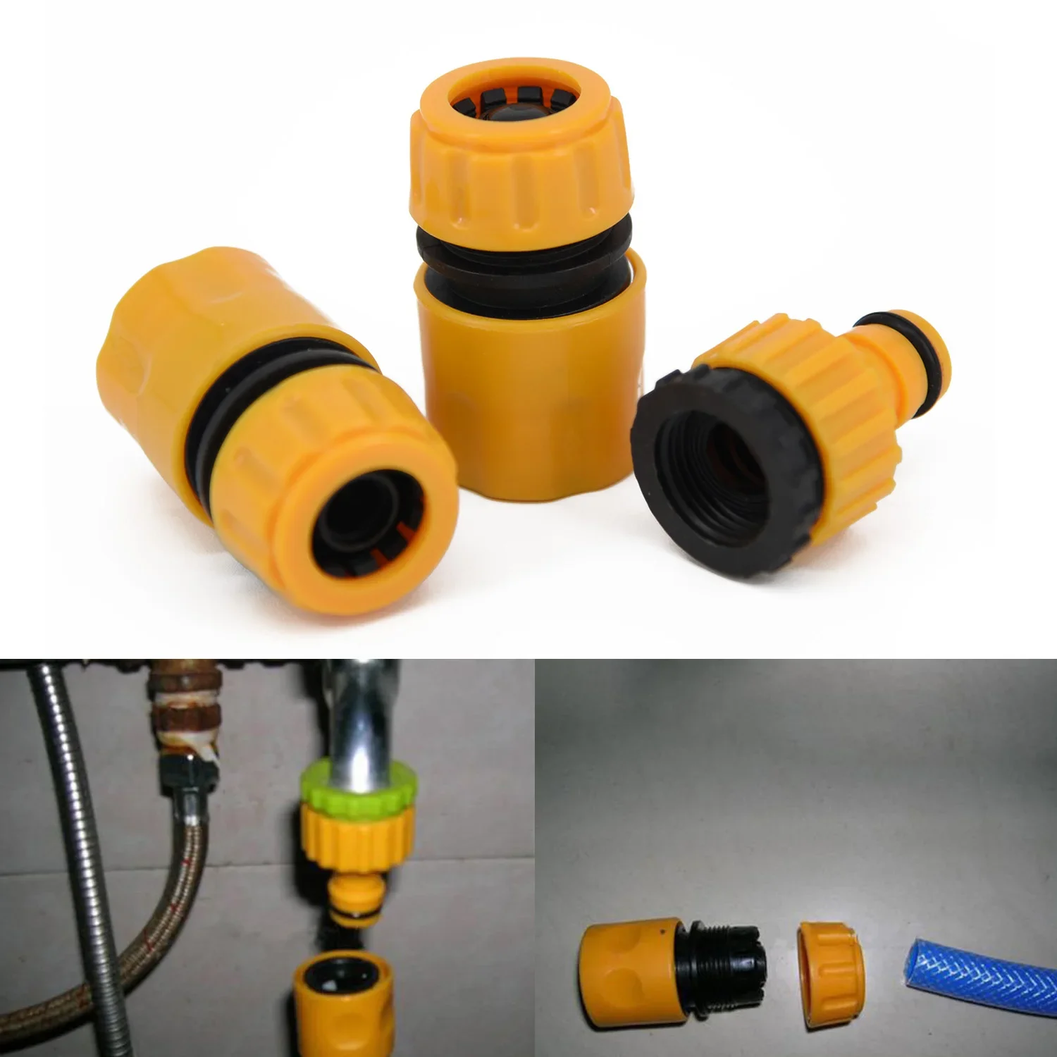 3pcs 1/2 5/8 Hose Pipe Fitting Set Quick Garden Water Connector Adaptor New For Irrigation Of Plants, Flowers, Lawn