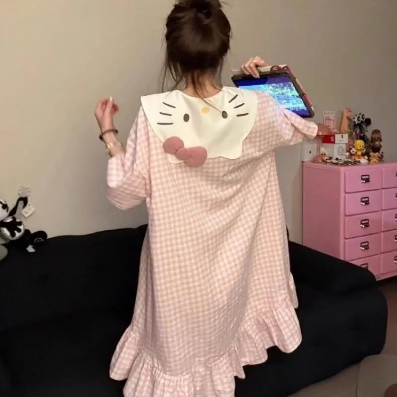 

Пижамы для девочек Kitty Cat Kawaii, женские комплекты одежды для сна, платья, летние ночные рубашки с героями мультфильмов аниме, одежда, милая одежда для дома, подарок