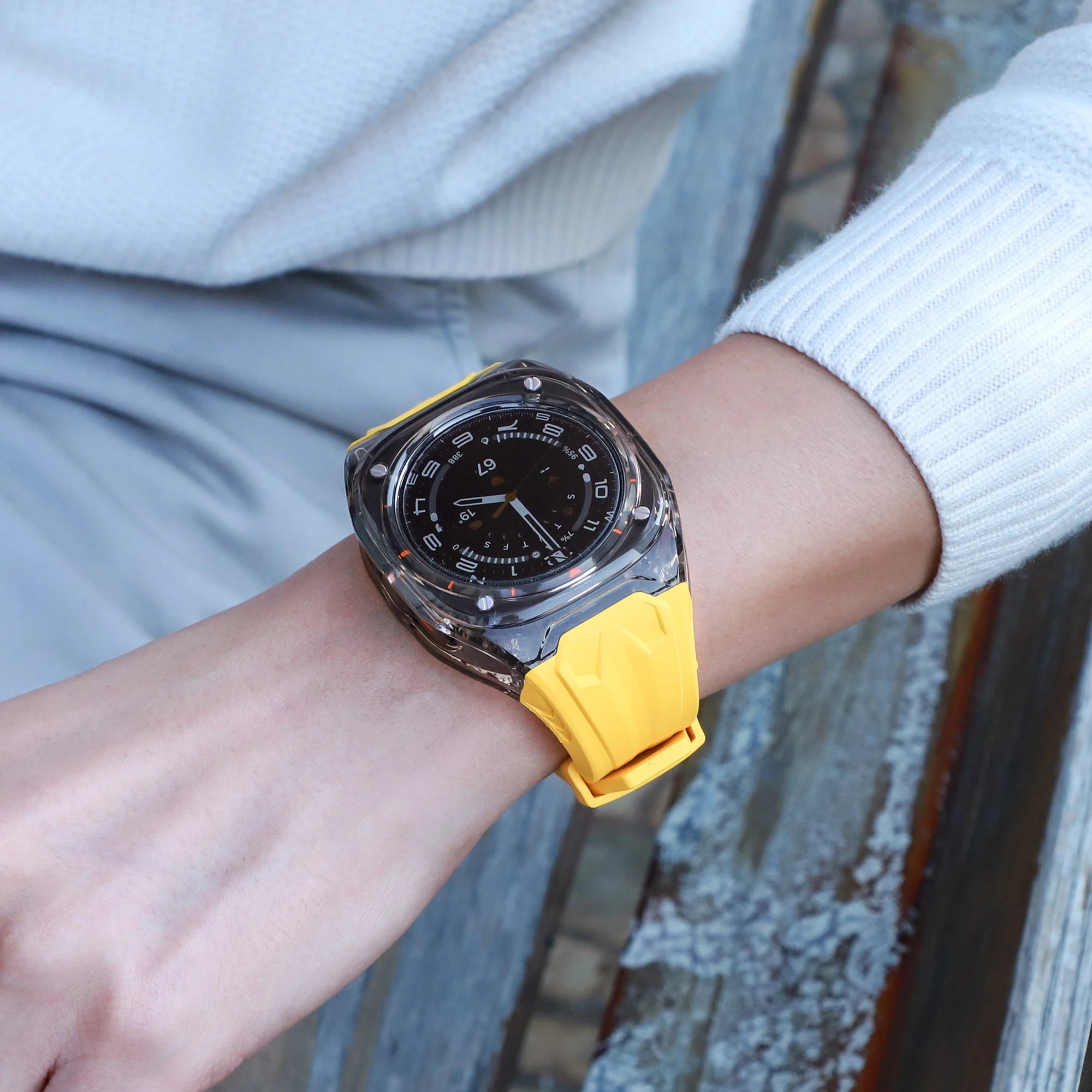 Luxury kit strap+case for Samsung Galaxy Watch  Ultra 47mm silicone ring strap, for Galaxy Watch Ultra men's wristband