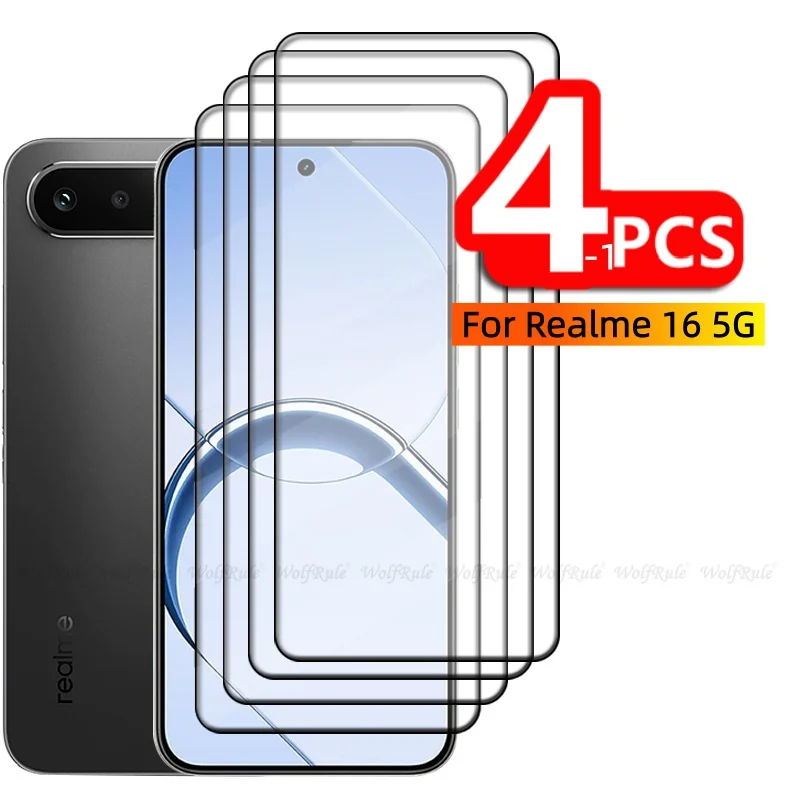 

1/2/3/4PCS For Realme 16 5G Glass OPPO Realme 16 5G Tempered Glass 9H Protective Full Cover Glue Screen Protector Realme 16 5G