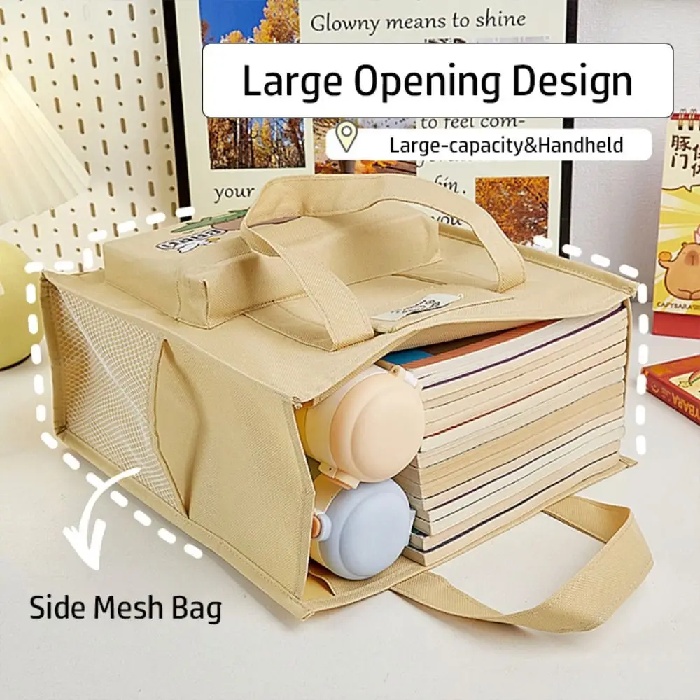 Cartoon Capybara Large-capacity Tote School Bag Handheld Students Tutorial Bag File Bag Handbag Art Bag for School Office