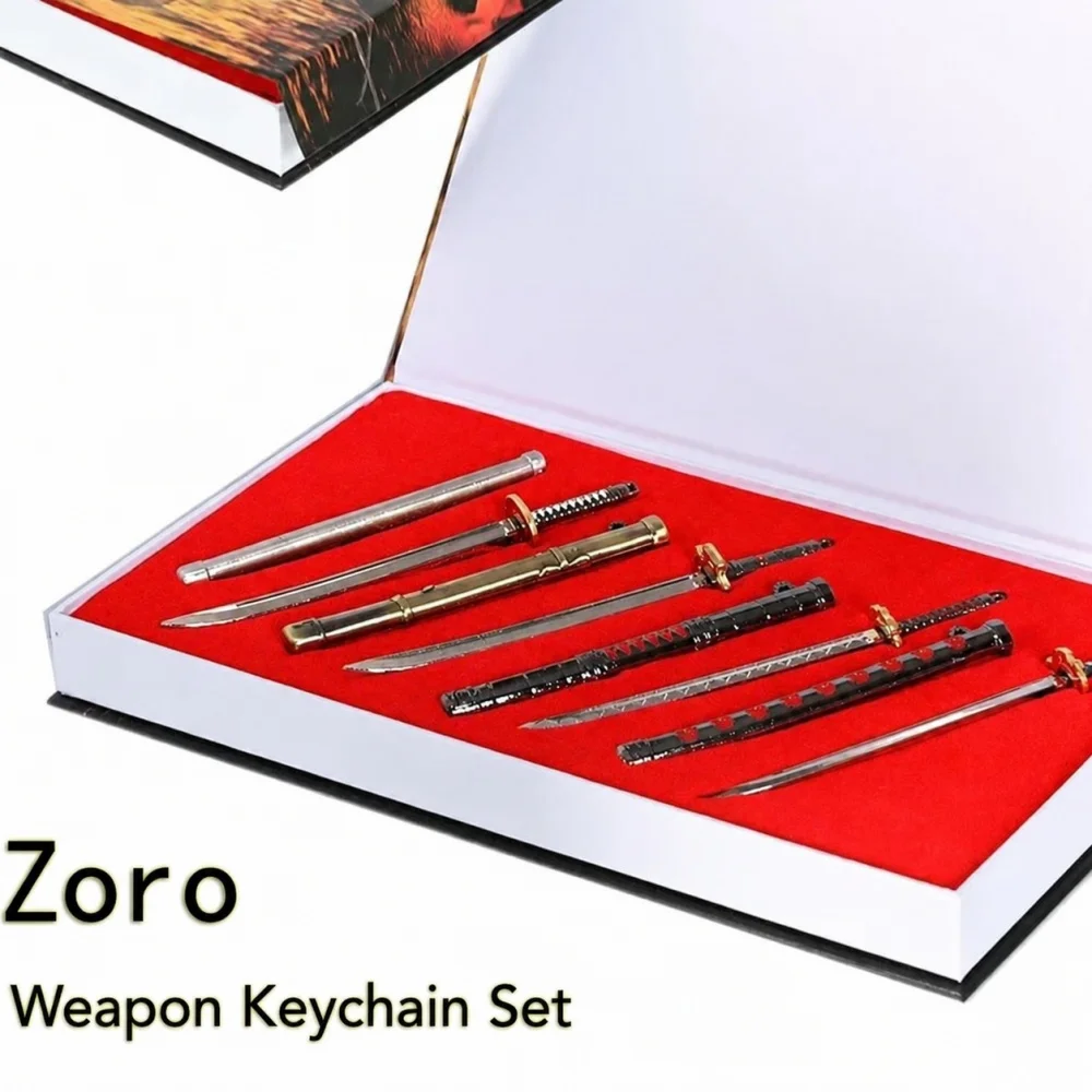 Anime Zoro Sword Keychains One Piece Style Katana Collection Box Set for Cosplay Display Bag Pendant Gift Supplies Toys view 4