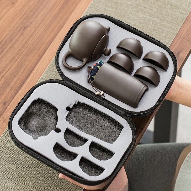 

Ceramic Purple Clay Teacup Outdoor Travel Portable Teapot Set